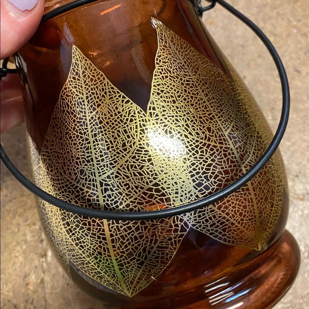 Gold Leaf Glass Lantern Jar